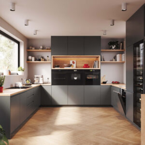 Bosch Einbau-Backofen in moderner Designküche im Küchenhaus Rainer Schreier.